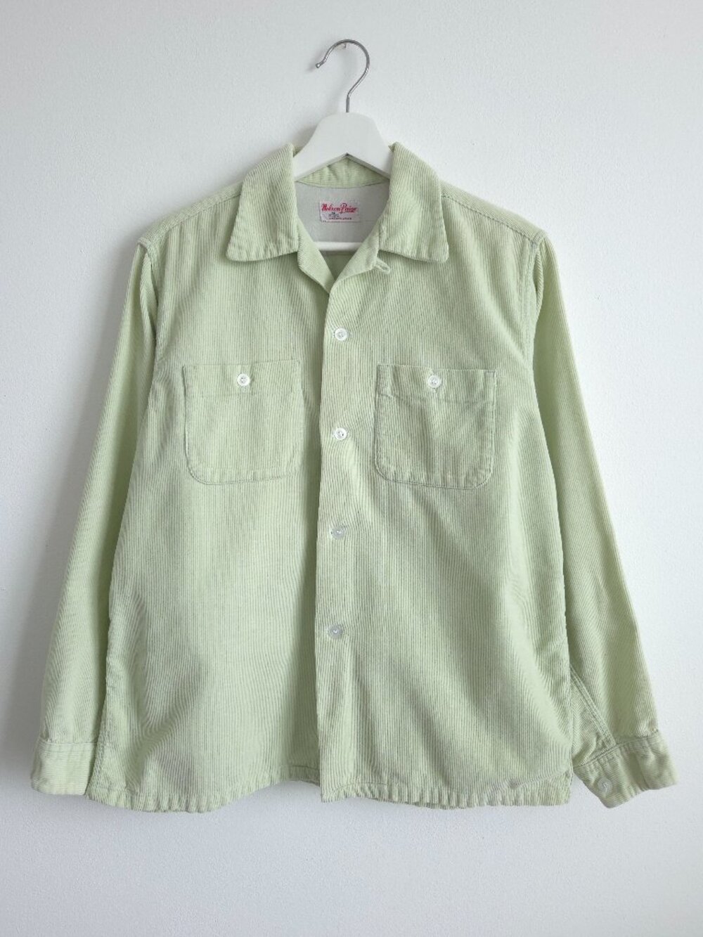 Vintage Light Green Corduroy Button Down Shirt